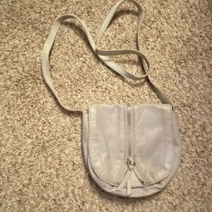 NWT REAL LEATHER Linea Pelle crossbody handbag in Gray from Saks Fifth Avenue